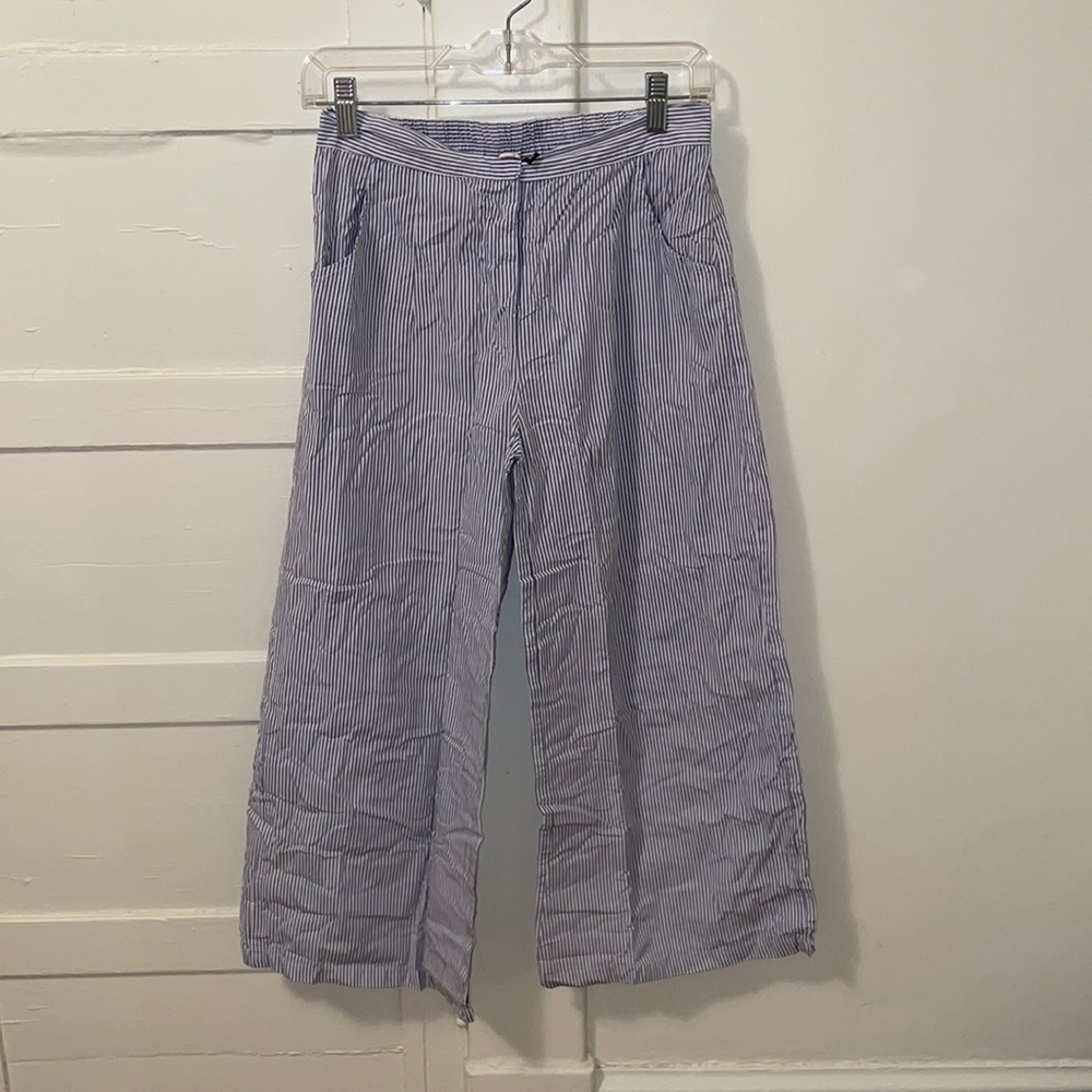 Wide pants, white and Blue